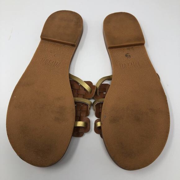 Mi.iM Cross-Hatch Golden Slip On Sandals Size 8 Slides Party Night Out Summer - Picture 10 of 10